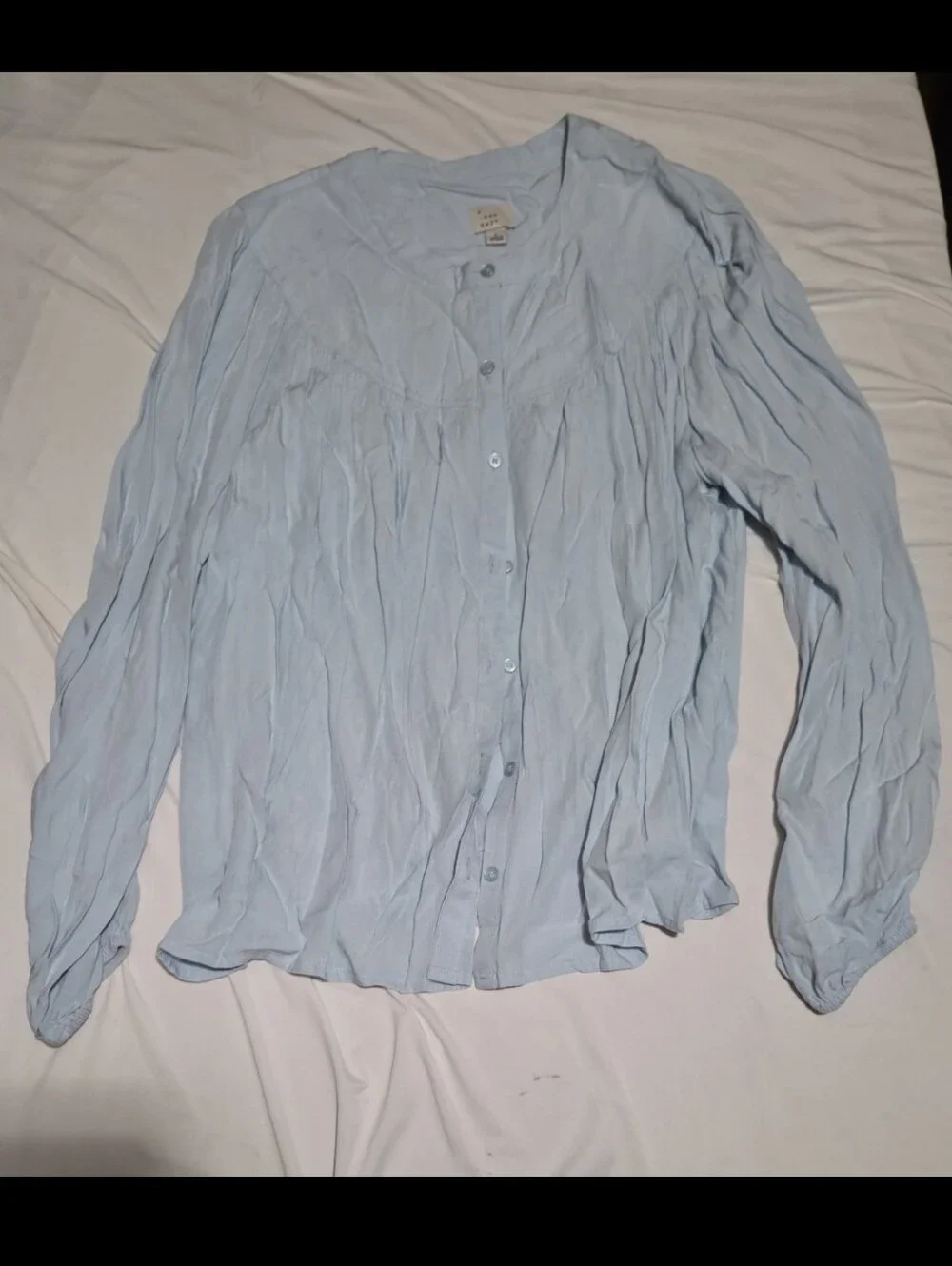 A new day Women's large blue button Blouse #30